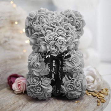 Decorative gray roses bear