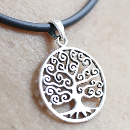 Tree of life flower pendant silver