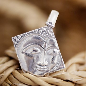Buddha square silver pendant