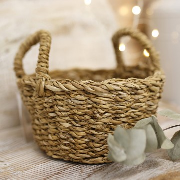 Round seagrass basket with...